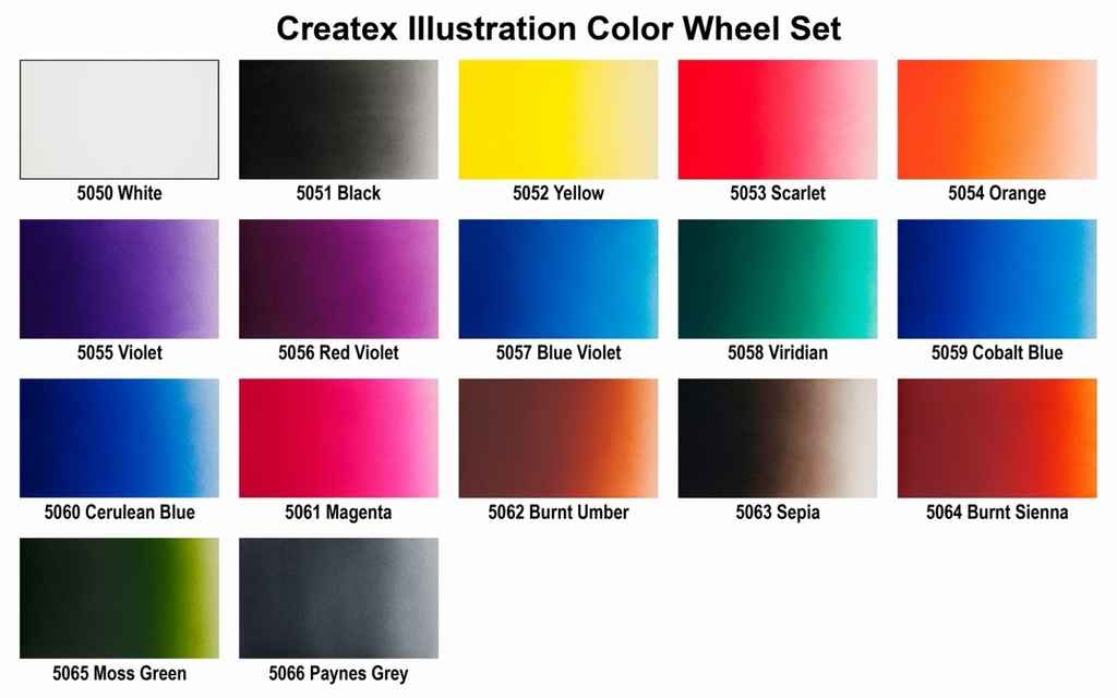 Createx Illustration 5080-01 Color Wheel Set 18 x 30 ml