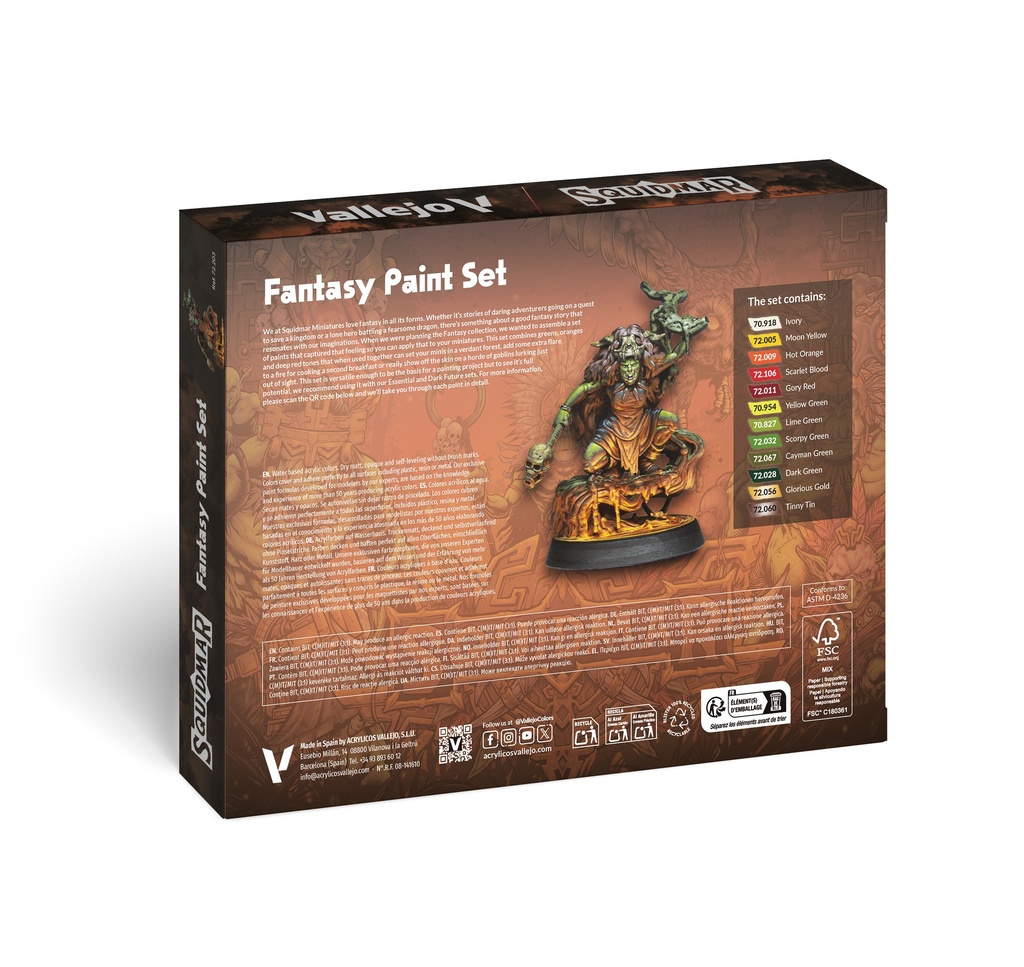 Fantasy Paint Set by Squidmar Miniatures 12 x 18 ml + Figure