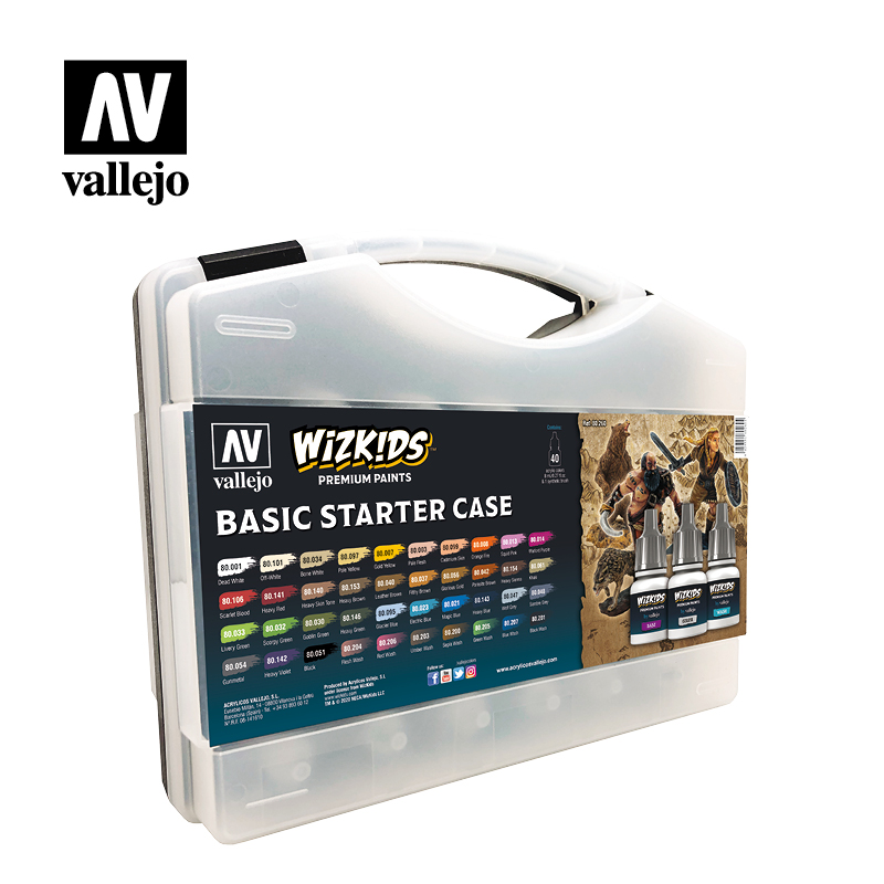 WizKids Premium Paints Sortimentskoffer Basic Starter 40 x 8 ml Farbe 1 x Synthetikpinsel