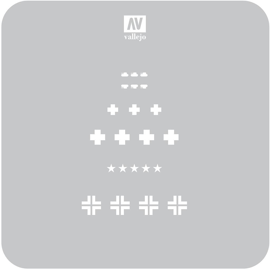 ST-AFV001 AFV Markings Assorted German WWII Tank Markings 125 mm x 125 mm (1/4 VE) (ST-AFV001)