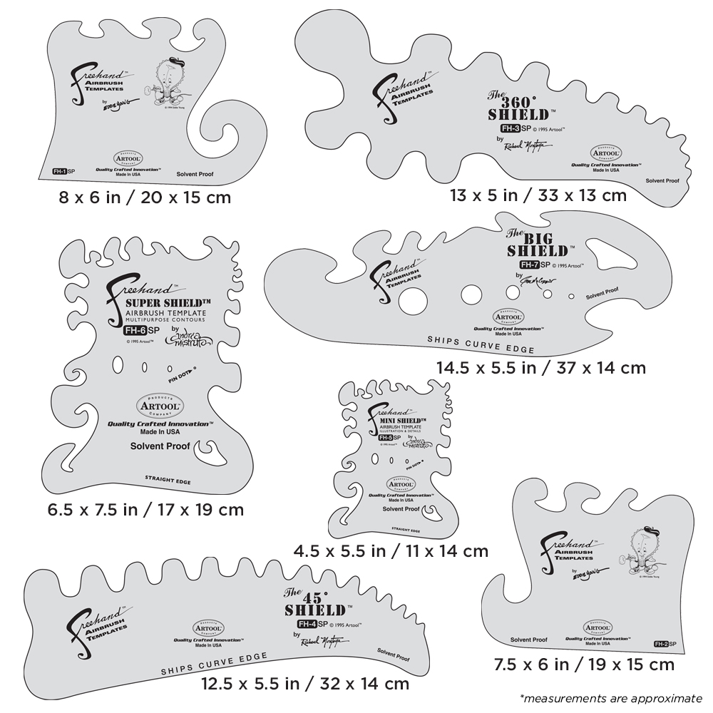 *ARTOOL FH P SP The Essential Seven Set (7 Stk.) Freihand Airbrush Schablonen (200307)