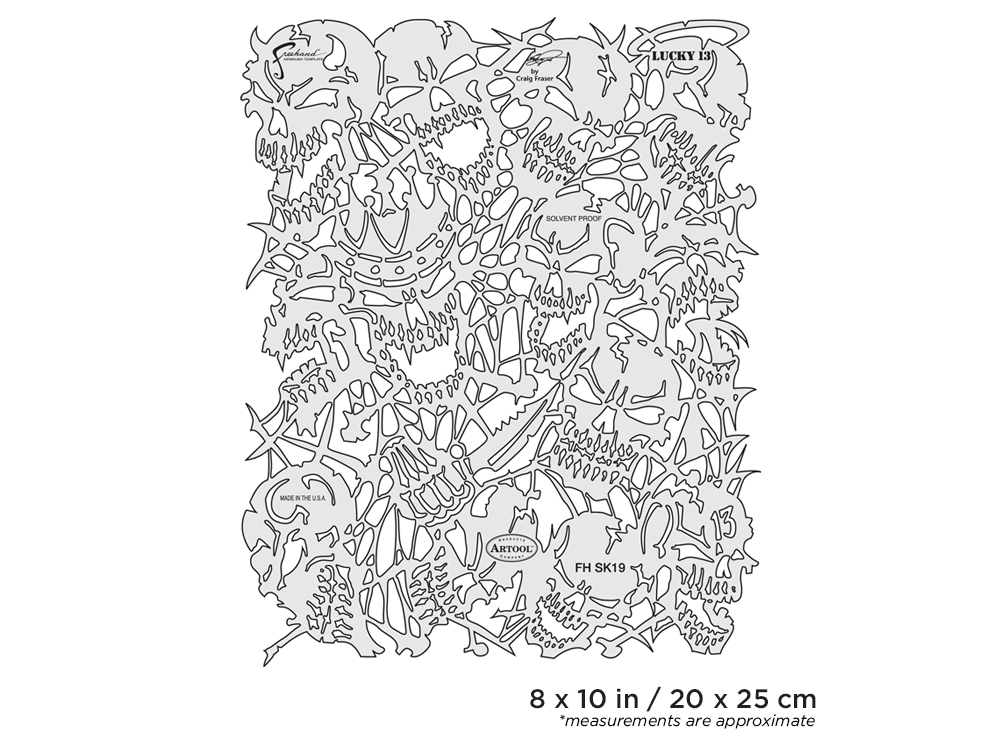 ARTOOL FH SK 19 SP Return of Skullmaster Lucky 13 Freehand Airbrush Template by Craig Fraser (200373)
