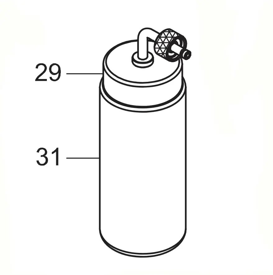 Connector/Bottle Cap + 80 ml
Plastic Bottle for Sparmax Airbrush GP-70 (part no 29+31)