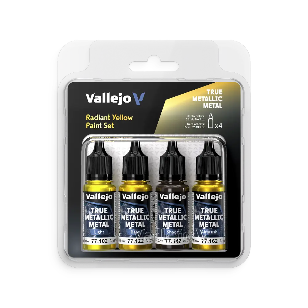 True Metallic Metal Radiant Yellow Paint Set 4 x 18 ml