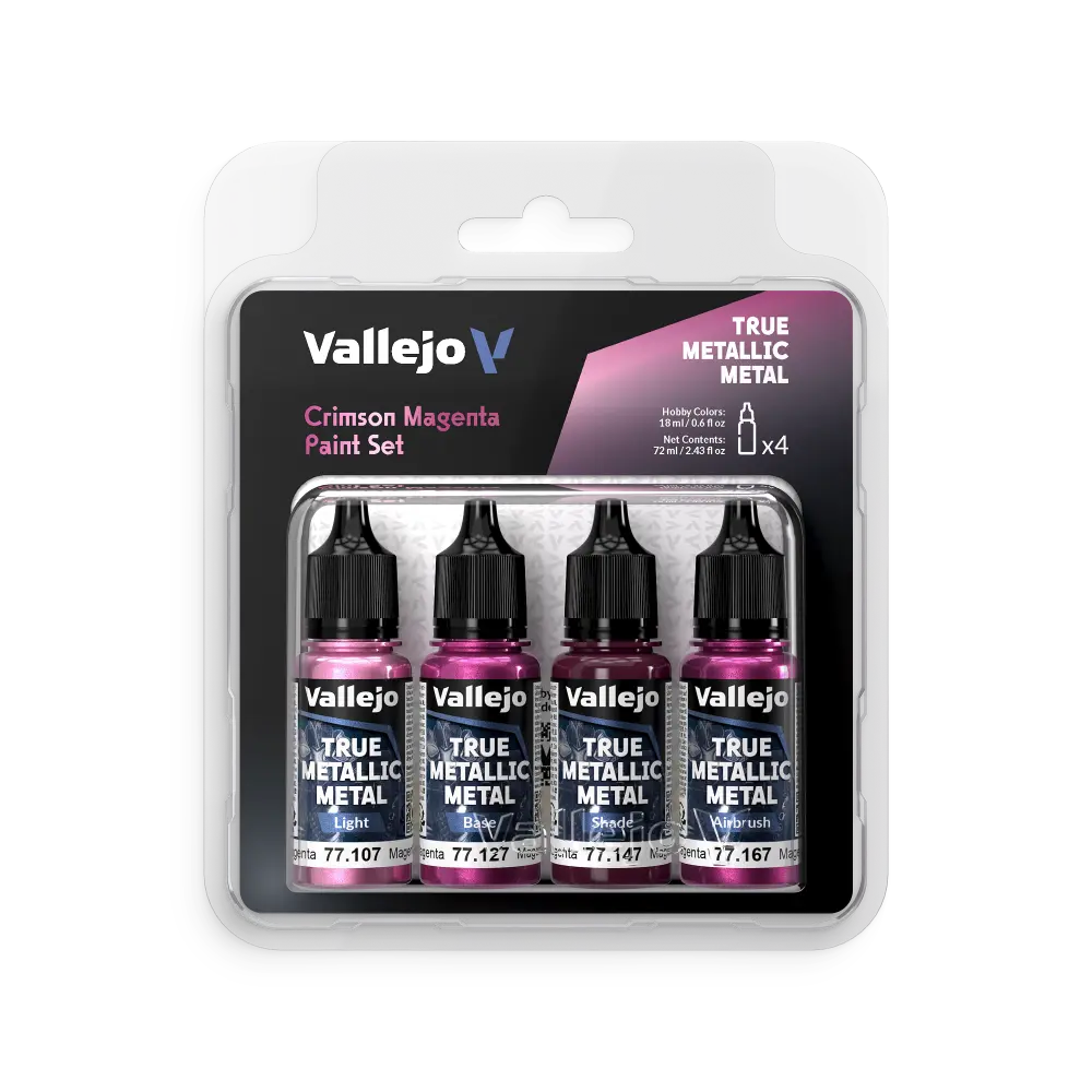 True Metallic Metal Crimson Magenta Paint Set 4 x 18 ml