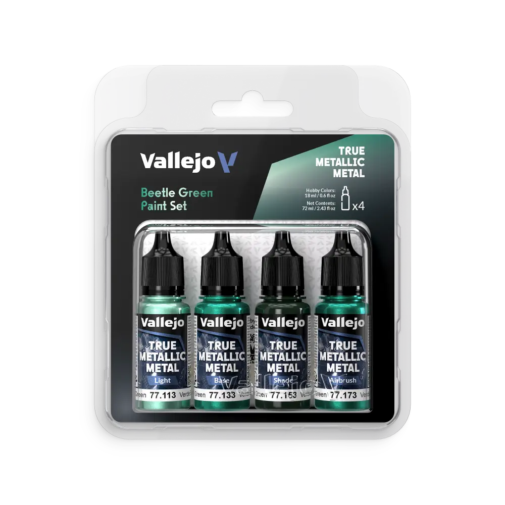 True Metallic Metal Beetle Green Paint Set 4 x 18 ml