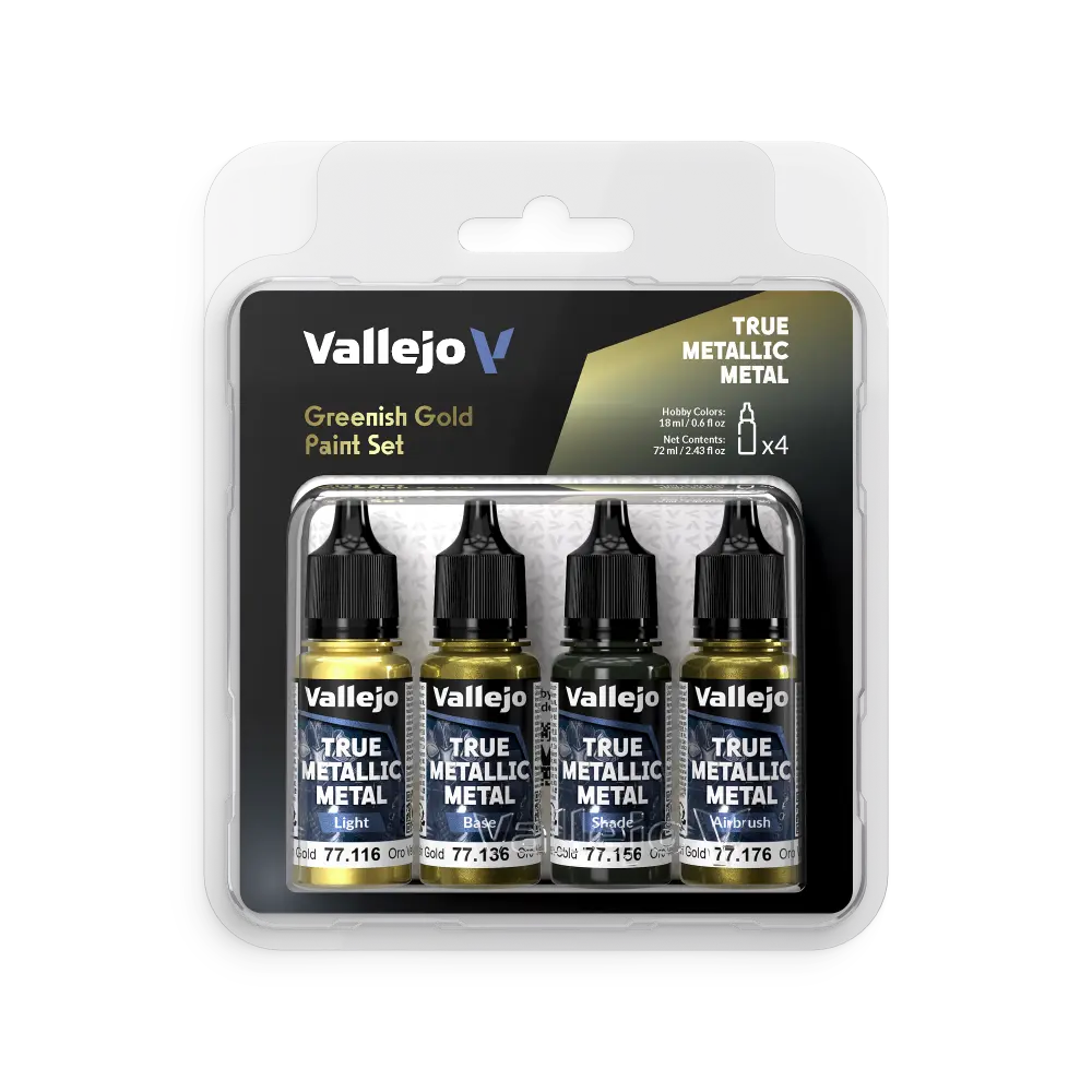 True Metallic Greenish Gold Paint Set 4 x 18 ml
