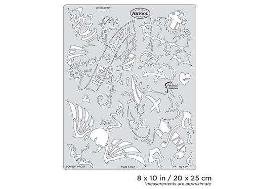 [IW-KKFX19SP] ARTOOL KKFX 19 SP Kustom Kulture Sacred Heart Freehand Airbrush Template by Craig Fraser (200338)