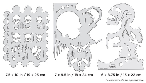 [IW-FHSK4SP] ARTOOL FH SK 4 SP Skullmaster Set (3 pcs.) Freehand Airbrush Templates by Craig Fraser (200358)