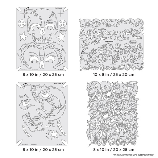 [IW-FHSK20SP] ARTOOL FH SK 20 SP  The Return of Skullmaster Set (4 pcs.) Freehand Airbrush Templates by Craig Fraser (200374)
