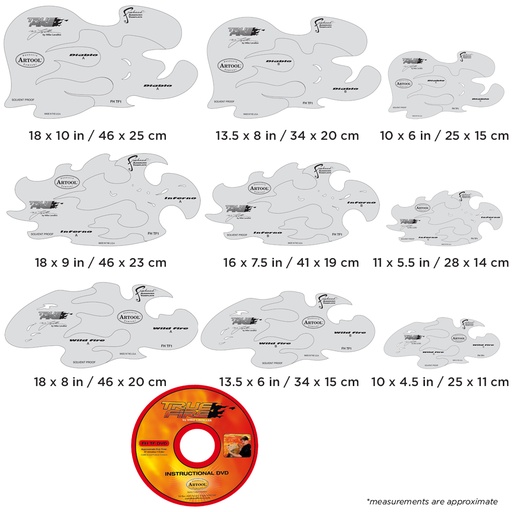 [IW-FHTF1] ARTOOL FH TF 1 True Fire (18 pcs. + DVD) Freehand Airbrush Templates by Mike Lavallee (200385)