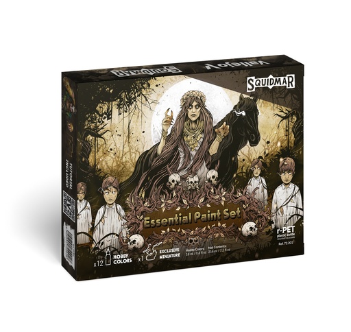 [572201] Essential Paint Set by Squidmar Miniatures 12 x 18 ml + Figure