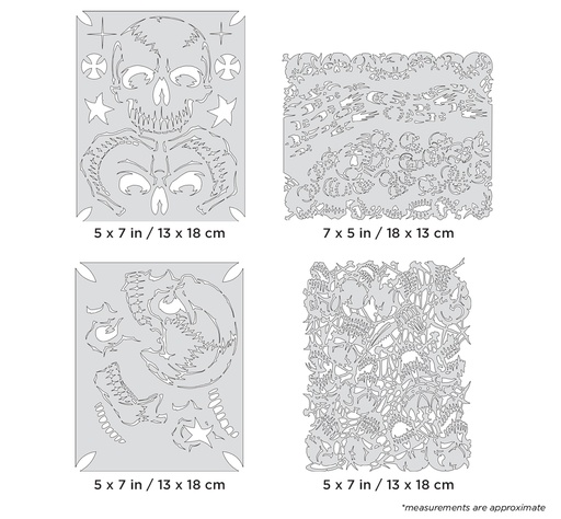 [IW-FHSK20MS] ARTOOL FH SK 20 MS The Return of Skullmaster Mini Series Set (4 pcs.) Freehand Airbrush Template by Craig Fraser (200415)