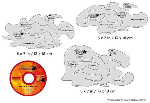 [IW-FHTF1MS] ARTOOL FH TF 1 MS True Fire Mini Series Set (6 pcs. + DVD) Freehand Airbrush Templates by Craig Fraser (200418)