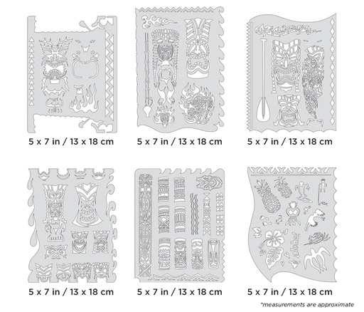 [IW-FHTM7MS] ARTOOL FH TM 7 MS Tiki Master Mini Series (6 pcs.) Freehand Airbrush Template Set by Dennis Mathewson (200420)