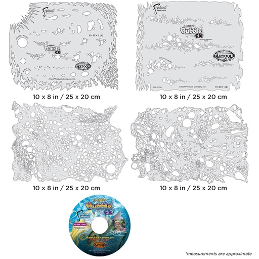 [IW-FHBFX1] ARTOOL FH BFX 1 Bubble FX Set (4 Stk. + DVD) Freihand Airbrush Schablonen von Dennis Mathewson (200484)