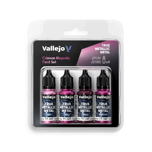 [577261] True Metallic Metal Crimson Magenta Paint Set 4 x 18 ml