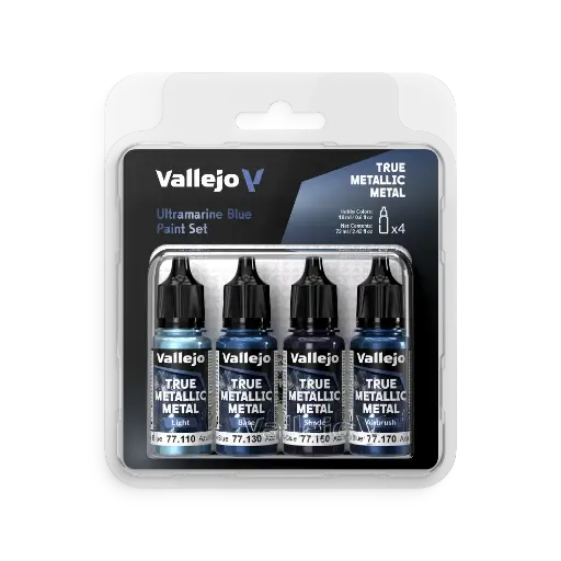 [577263] True Metallic Metal Ultramarine Blue Paint Set 4 x 18 ml