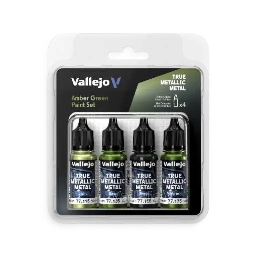 [577266] True Metallic Metal Amber Green Paint Set 4 x 18 ml