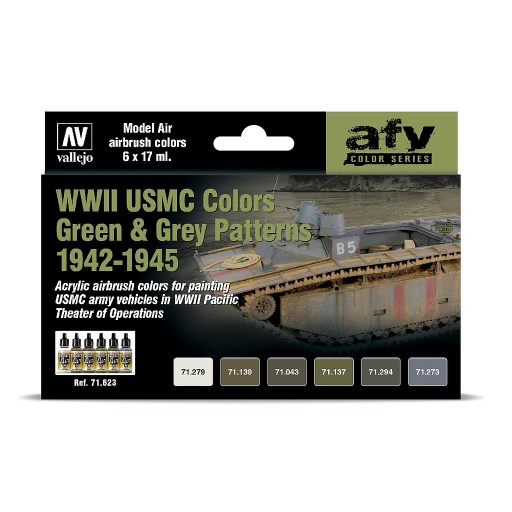[571623] *AFV Color Series WWII USMC Colors Green & Grey Patterns 1942-1945 6 x 17 ml
