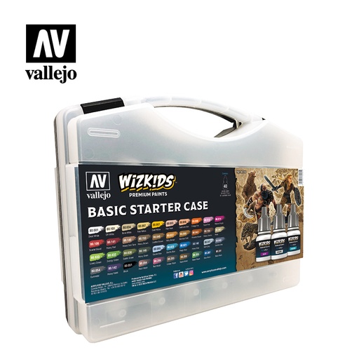[580260] WizKids Premium Paints Sortimentskoffer Basic Starter 40 x 8 ml Farbe 1 x Synthetikpinsel