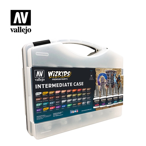 [580261] WizKids Premium Paints Sortimentskoffer Intermediate 38 x 17 ml Farbe 2 x 17 ml Klarlack 1 x Synthetikpinsel