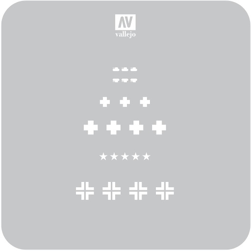 [5ST-AFV001] ST-AFV001 AFV Markings Assorted German WWII Tank Markings 125 mm x 125 mm (1/4 PU)